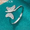 925 Sterling Silver Butterfly Inlaid Zircon 7 8 9 10 Ring For Women Jewelry
