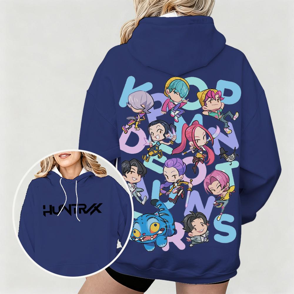 KPop Охотники на демонов Милые Анимированные Персонажи Принт Повседневная Мода Ежедневная Толстовка Женская Оверсайз Удобная Толстовка
