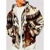 Men's Novel Geometric Printed Casual Zipper Hoodie Spring and Autumn Zipper Hoodie
