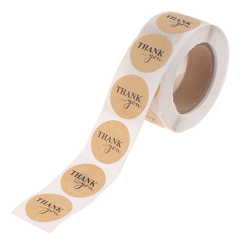 500 шт. круглых наклеек ручной работы из крафт-бумаги для скрапбукинга для упаковки с благодарностью