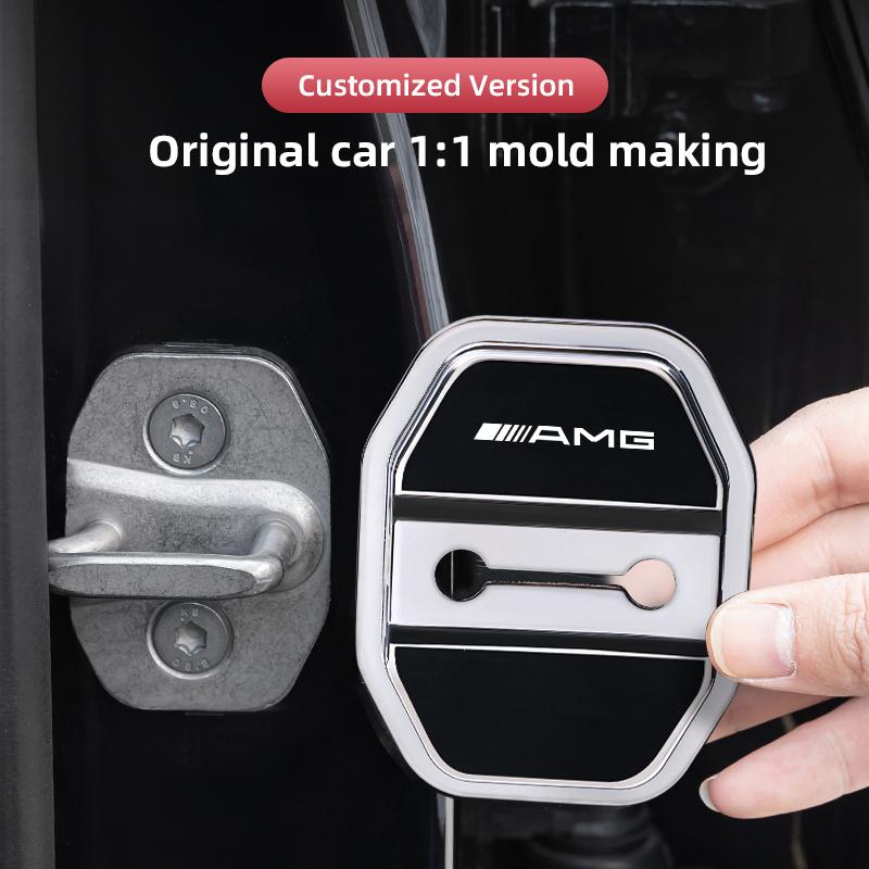 4Pcs Car Door Lock Buckle Protective Covers Shock Absorber Pad Stickers For Mercedes Benz AMG W213 W206 W205 W204 W212 W203 W223