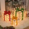 3 Pcs Christmas Lighted Gift Boxes with Bow LED Light Up Present Boxes for Indoor Outdoor Home Porch Xmas Tree Party Decor