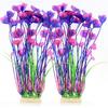 ALEGI Fish Tank Decorations Plastic Plants Large,Aquarium Artificial Plants Decoration Ornament Safe for All Fish-16 inch 2Pcs (Red 2 Pcs)