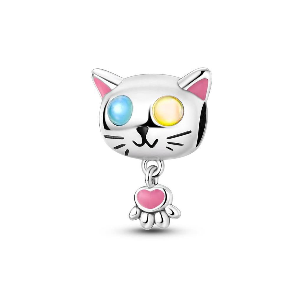 Подвески-шармы в виде кошачьей лапки с медным покрытием, кубик Рубика, цветы, подходят для оригинального браслета, сделай сам, модная бижутерия