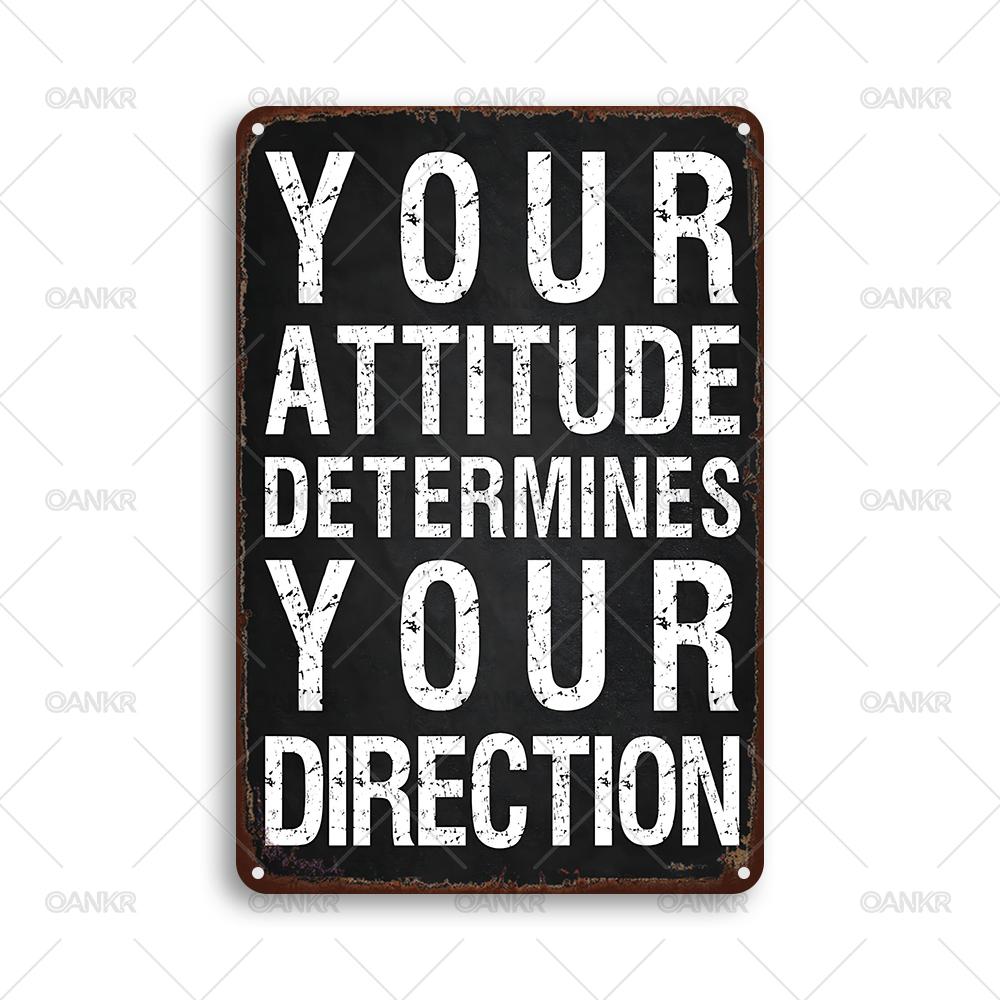 Funny Metal Tin Sign Your Attitude Determines Your Direction Vintage Metal Signs for Man Cave Home Wall Art Decor Accessories