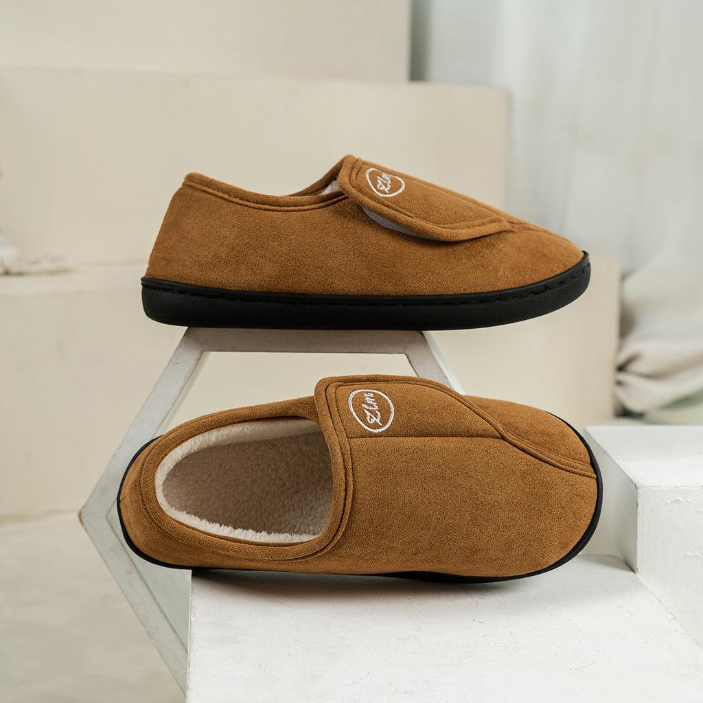 Fashion Shevalues Winter Fuzzy Women's Slippers Non-slip Indoor Cotton Shoes Cozy Velcro Home Slides Warm Flat Bottom Women's Slippers