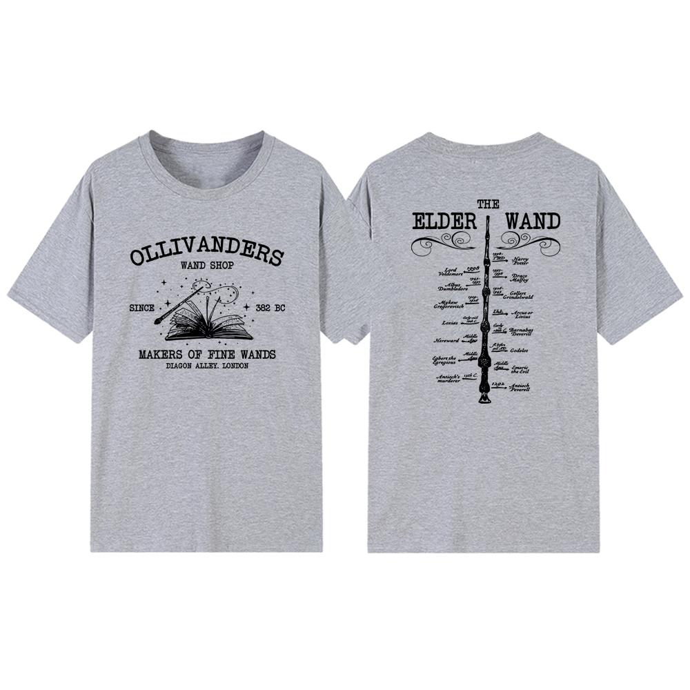 Футболки с волшебной палочкой Ollivanders Футболка с книжным магазином Wizard Футболки с волшебной палочкой Футболки с коротким рукавом в винтажном стиле унисекс с графикой Подарок HP Fan