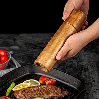 8-дюймовая деревянная мельница для соли и перца из акации, бытовая ручная бутылка для приправ, регулируемая герметичность, мельница для перца, кухонный инструмент
