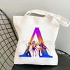 Anime Cartoon 26 Letter Printing Trend Shoulder Bag Large Capacity Go Out Portable Handbag Casual Versatile