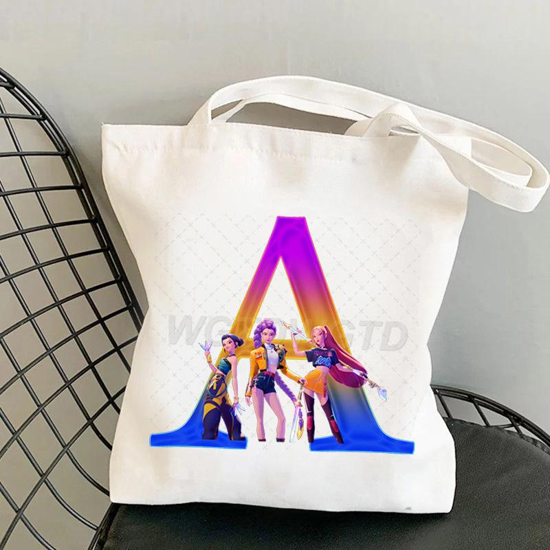 Anime Cartoon 26 Letter Printing Trend Shoulder Bag Large Capacity Go Out Portable Handbag Casual Versatile