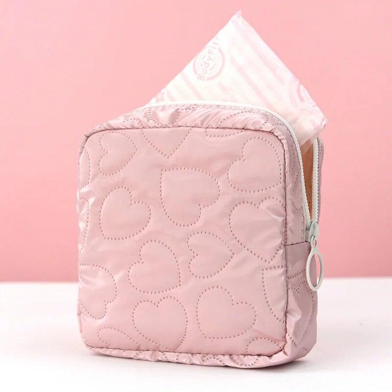 Pu Glossy Candy Color Waterproof Cosmetic Bag Makeup Pouch Lipstick Earphone Storage Bag Women Sanitary Napkin Pads Organizer