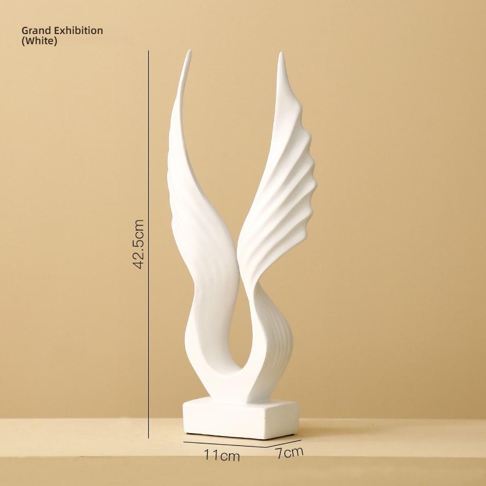 Minimalist Golden Angel Wing Figurine - Small Resin Memorial Gift for Healing, Hope Desk Decor for Her/Him