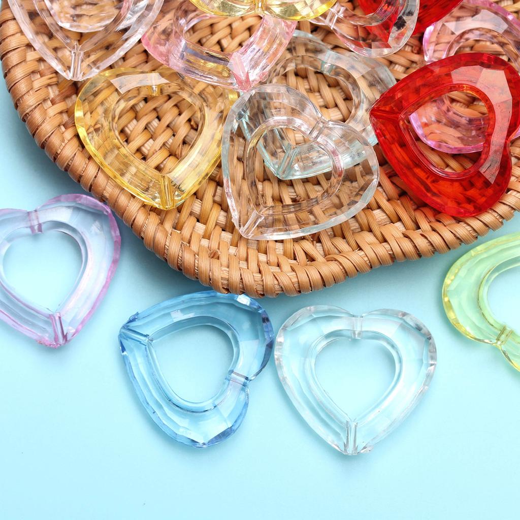 Hanmade DIY Accessories For Jewelry Making Loose Beads Candy Color Acrylic Hollow Heart Beads 20pcs Handmade Supplies Crafted