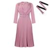 Women's Dress Spring and Autumn Temperament Elegant Pressed Pleated Commuter OL Solid Colour Plus Size Dresses