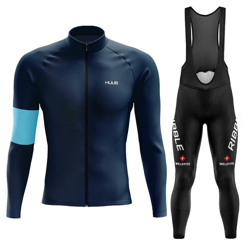 HUUB Mens Long Sleeve Cycling Suit Milk Fabric Breathable Quick Dry Road Mountain Bike Wear