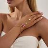 Ingemark Exquisite Sweet Butterfly Flower Finger Bracelet for Women Retro Drip Oil Flower Charm Bracelets Jewelry Hand Accessory