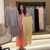 2 Pcs/Set Women Summer Pajamas Ice Silk T-shirt Trousers Set Round Neck Short Sleeves Top Elastic Waist Wide Leg Trousers Casual Daily Wear