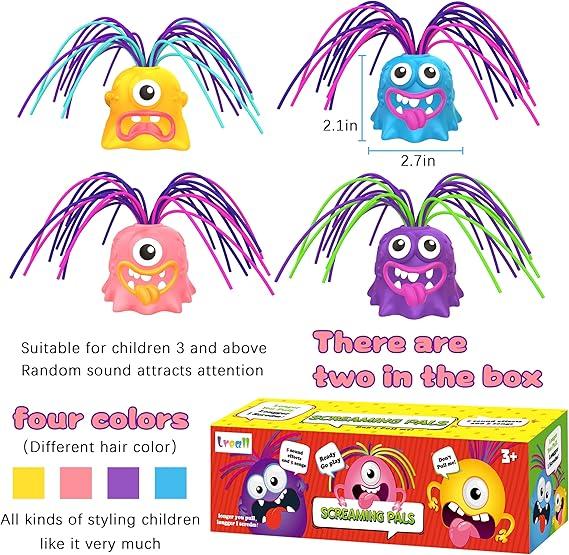 Funny Hair Pulling Fidget Screaming Monster Toys Anti Worry Venting Novelty Toy Different Screams Made by Hair Pulling