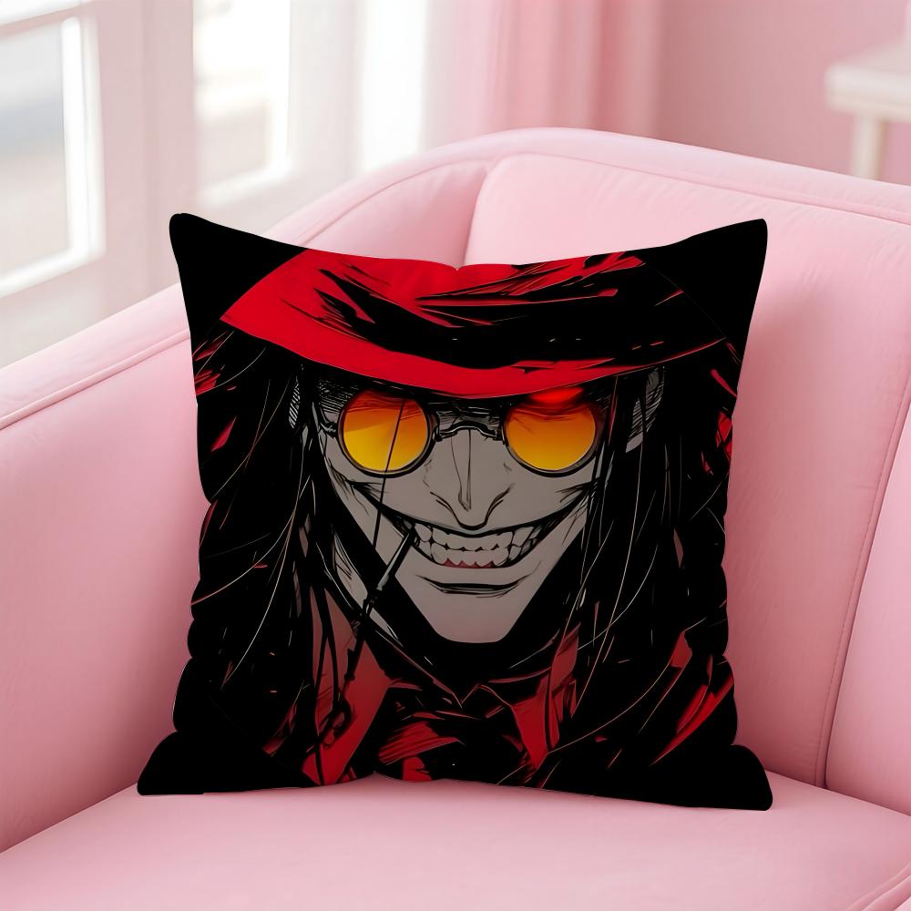 Dark Japanese Anime HHellsing Ultimate Cushion Cover Pillow Case Soft Skin Friendly Fabric  Concealed Zipper