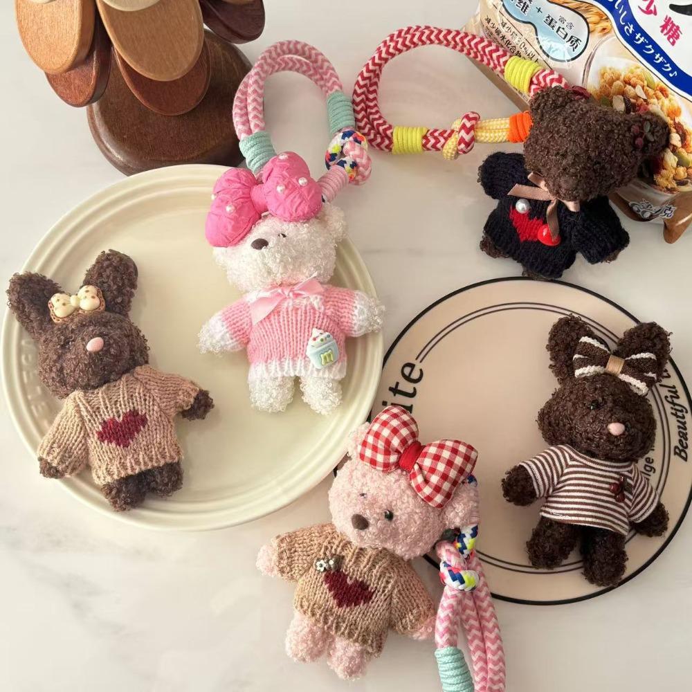 Soft Stuffed Wear Clothes Bear Plush Toy Bag Pendant Animal Doll Keychain  Friends Birthday Gifts