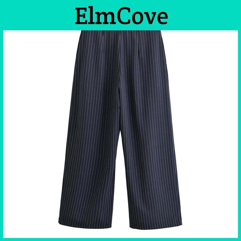 Стильные широкие брюки в полоску с микроэластичностью для повседневной уличной моды Женские