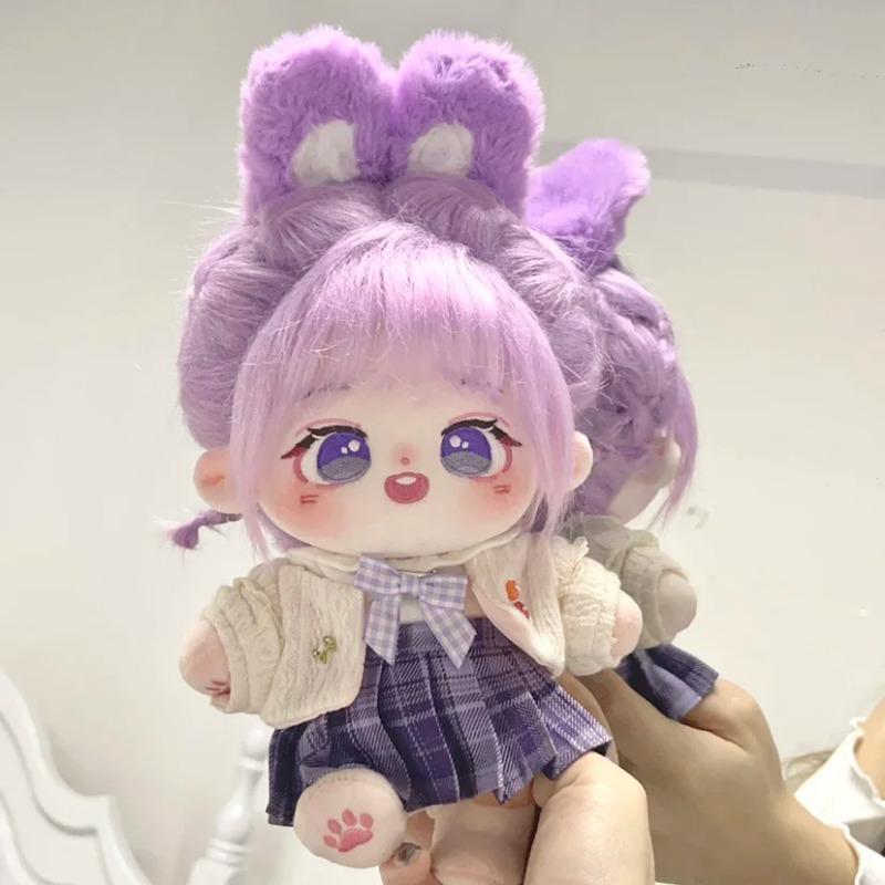 20cm Cute Purple Hair Cotton Doll Naked Doll Dress Up Cosplay Anime Figure Plushie Suit Stuffed Toy Girl Birthday Gift