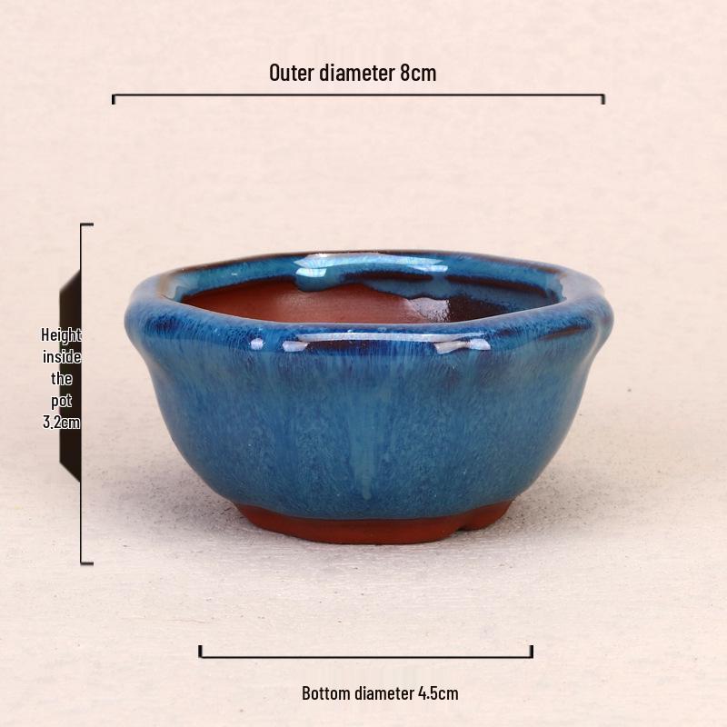 Zisha Ceramic Palm-Sized Succulent Pot for Living Room or Office, Breathable Bonsai Planter