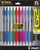 Шариковая ручка Pilot G2 Premium с выдвижным гелем, яркие цвета, 10 шт. в упаковке (1.0mm) (11887)