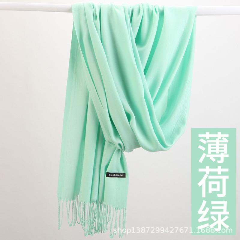 Solid Color Cashmere Bristle Scarf Women's Autumn and Winter Warm Versatile Gift Shawl Factory