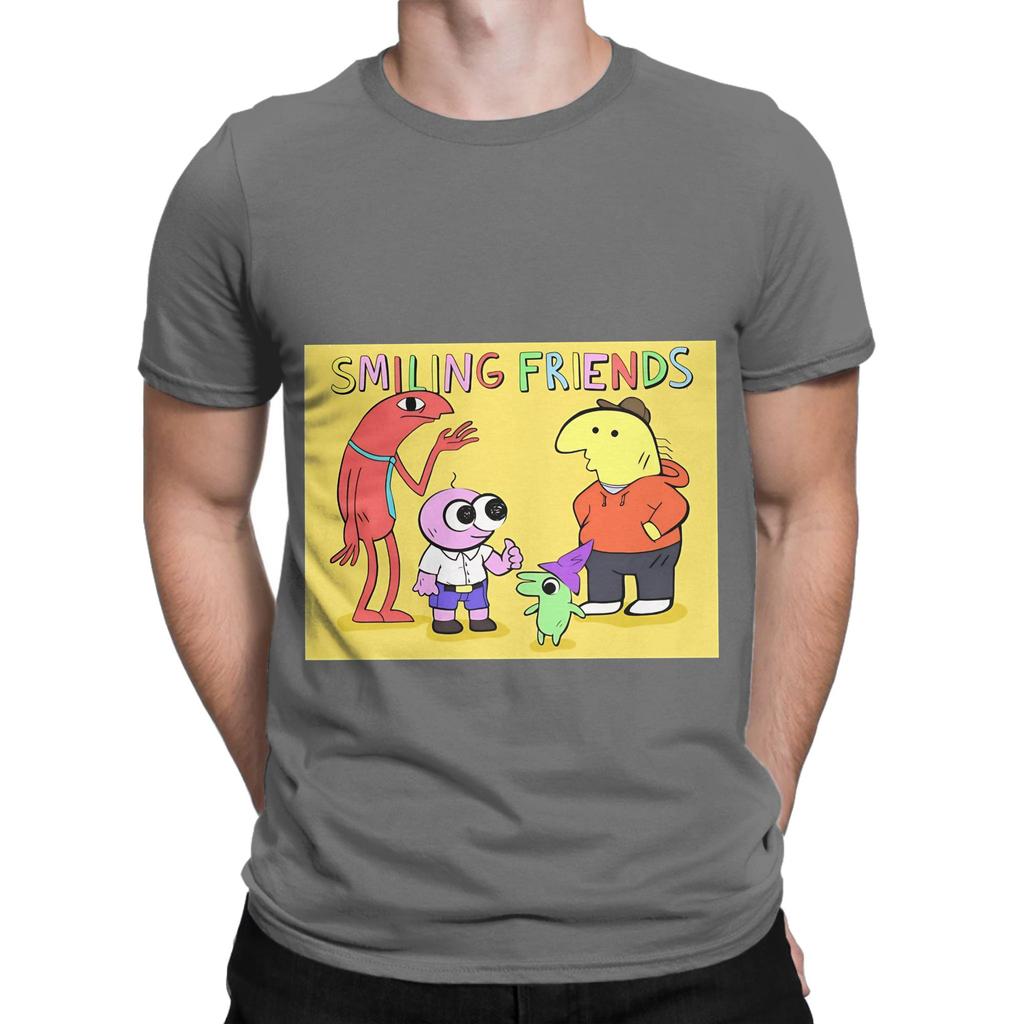 Smiling Friends Group yellow Graphic Funny 100 Cotton TShirt Smiling Friends Season 2 Tops Tees For Unisex
