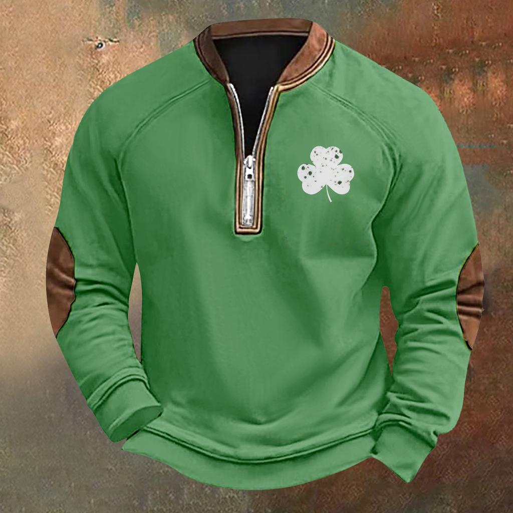 Men's St. Patrick's Day Vintage Casual Zip Sweatshirt Outdoor Casual Top