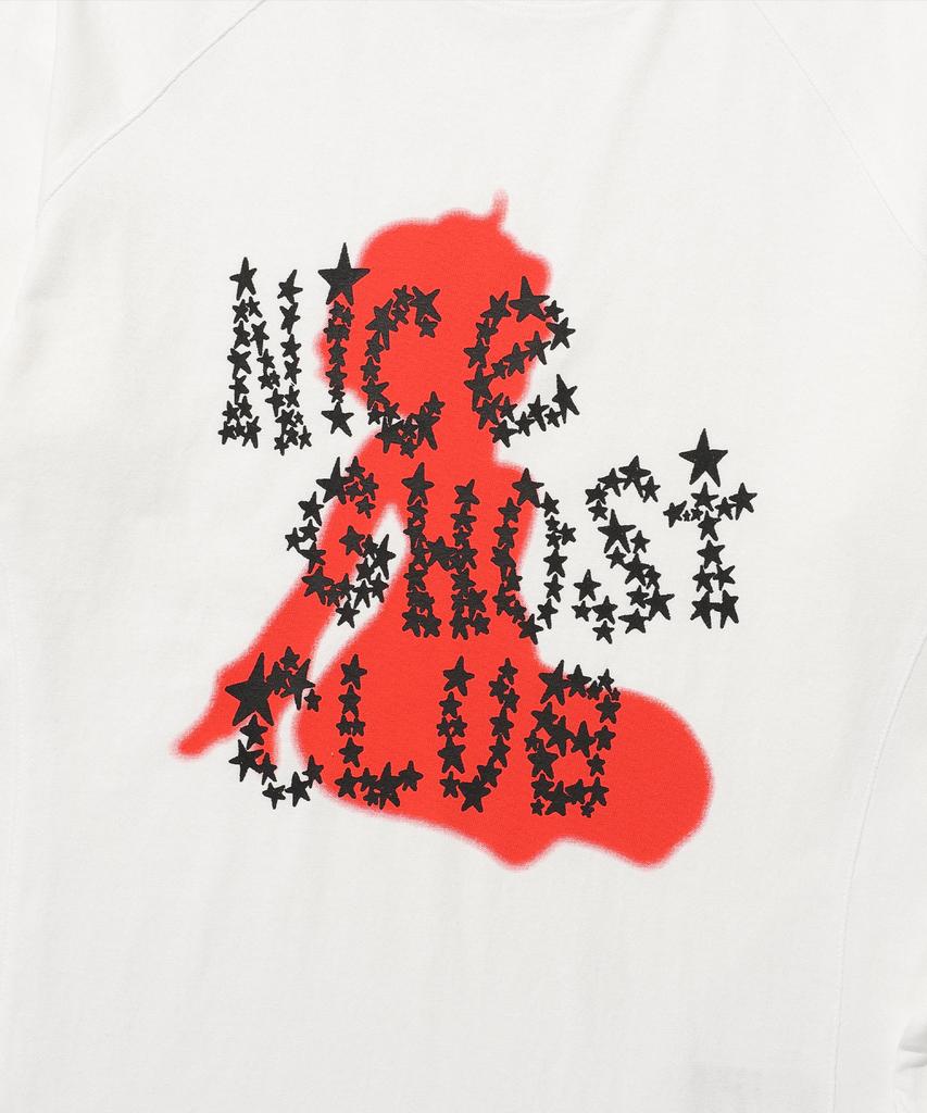 NICEGHOSTCLUB Звездный Логотип Тонкая футболка с длинным рукавом_Белый(Ng2Fsut553A)