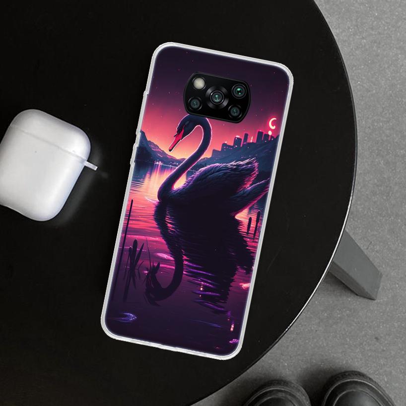 Black Swan Noble Phone Case Cover for Xiaomi Poco X6 X5 X7 Pro F7 Ultra Redmi 15C 15 13C 13 12C 12 10C 10 10A 9C 9A 9T 9 Coque P