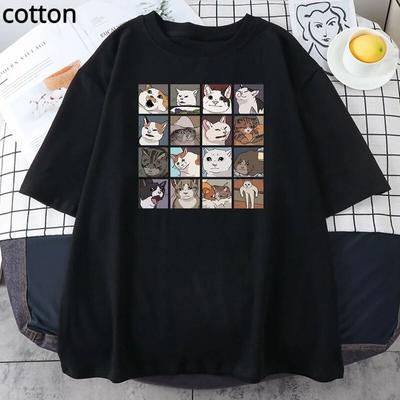 Футболка с принтом животного, собаки и кошки, женская летняя свободная футболка с короткими рукавами в стиле хип-хоп, уличная женская футболка в стиле Харадзюку