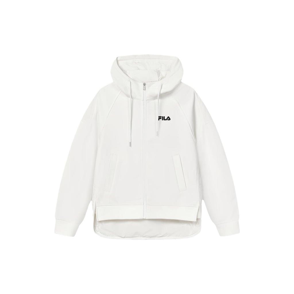 Fila Однотонная повседневная вязаная куртка с капюшоном Женские куртки Облачно-грибной-белый F11W418502F-WT