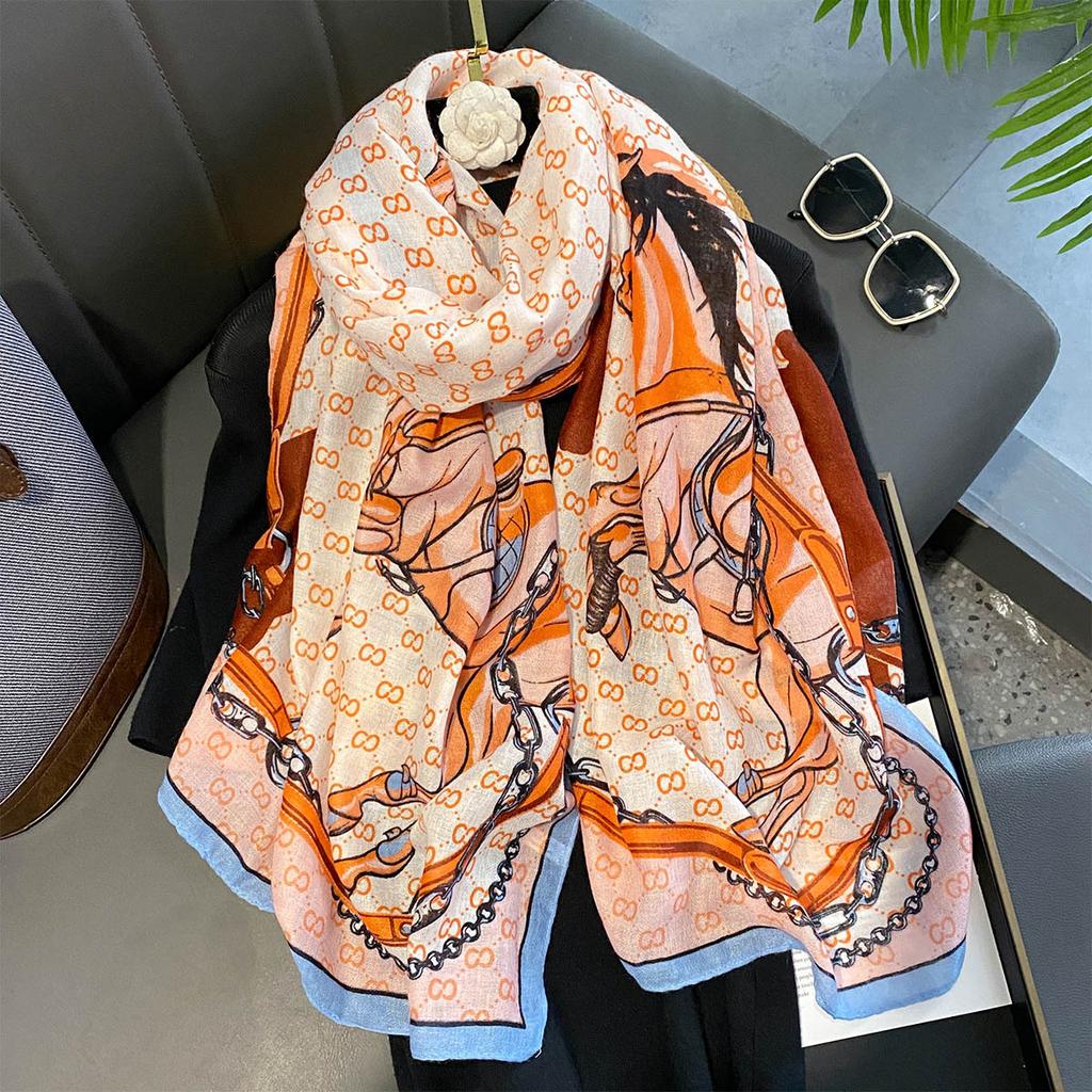 Chain Horse New Fashionable Long Scarf Simple and Versatile European and American Fashion Scarf Shawl Sun Protection Neck