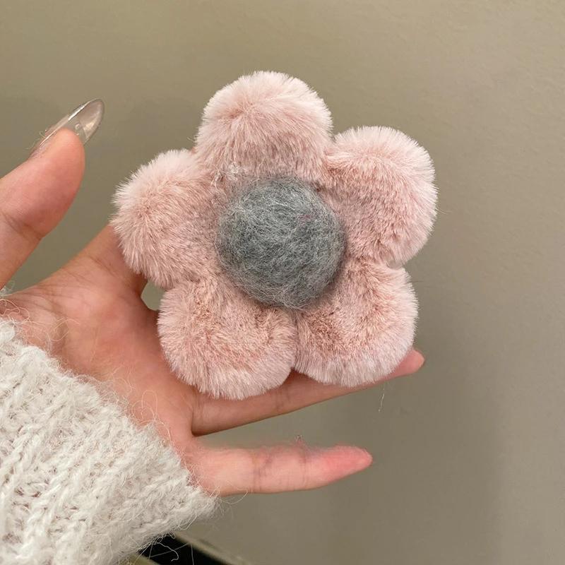 Плюшевый цветок заколка для волос коготь корейский простой волос коготь краб аксессуары для укладки волос модный осенне-зимний большой зажим для волос в виде акулы