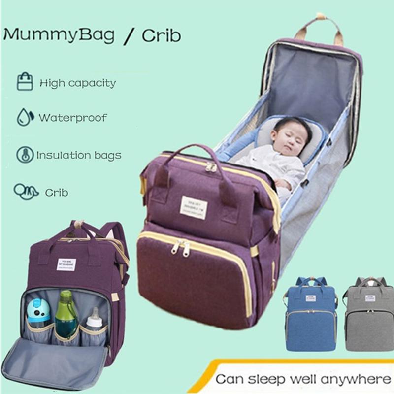 Portable Folding Baby Bed Mom Bag Multi-function Bed Large Capacity Mother and Baby Bag Backpack