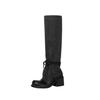 Thick Heel Strap Skinny Big Tube Black Boots Women's New Fashion Spice Girl Long Tube