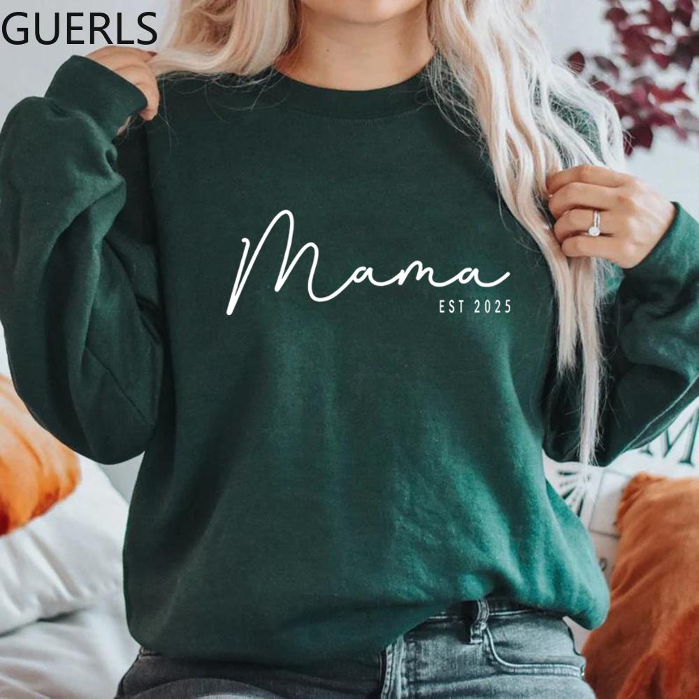 Mama Est Sweatshirt Custom Mama Est 2025 Sweatshirt Custom Mom Sweatshirts Women Hoodies Long Sleeve Crewneck Sweater Mom Gift