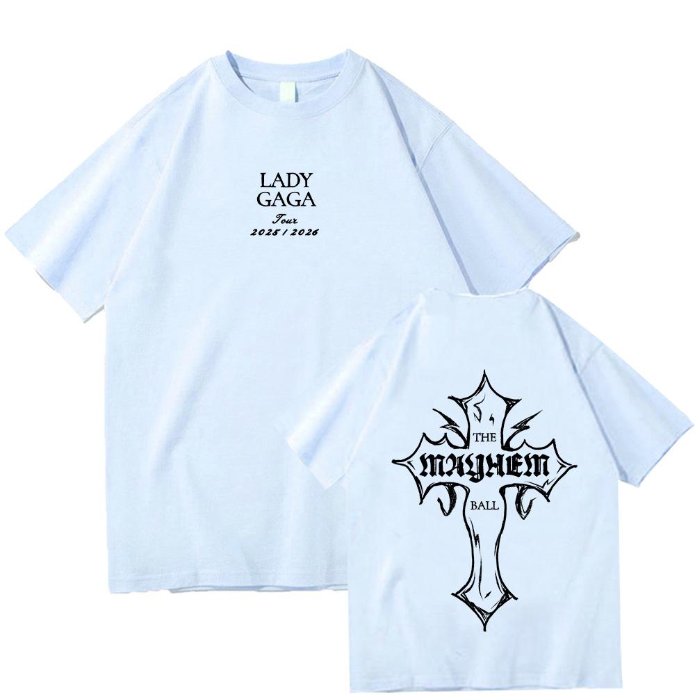 Футболка Lady Gaga MAYHEM с перекрестным вырезом, модные графические футболки для мужчин и женщин, хлопок, высококачественная одежда, уличный топ для активного отдыха