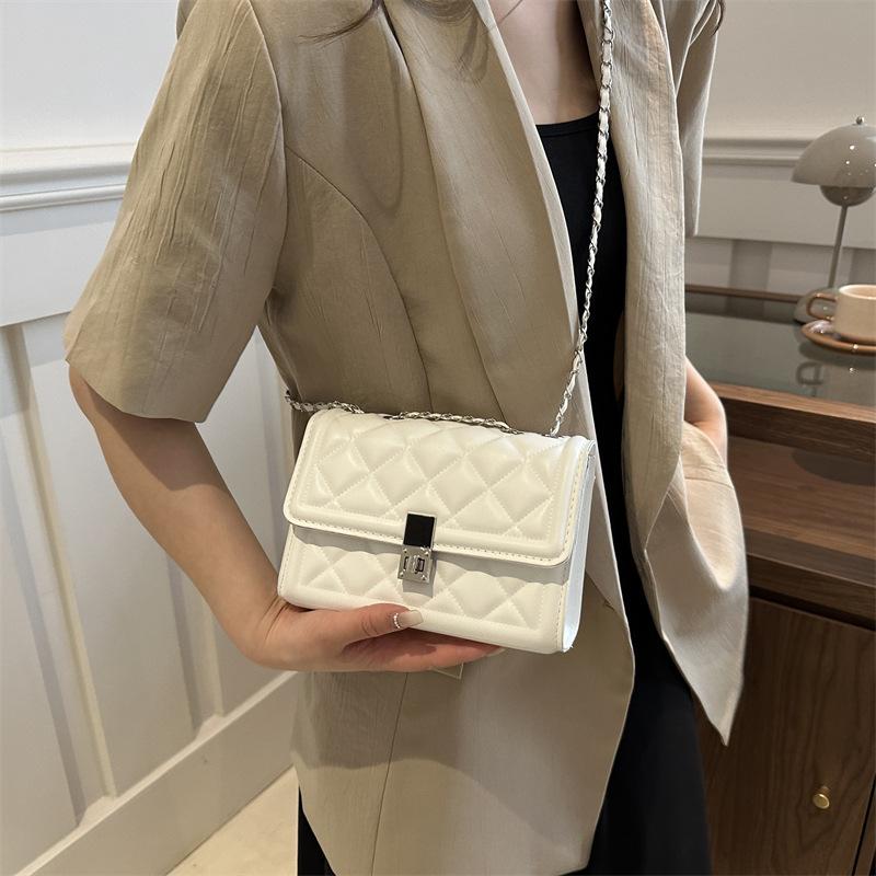 Foreign small bag women's bag 2025 spring and summer new trendy fashion diamond check chain crossbody bag simple one-shoulder small square bag