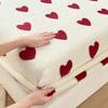 WOSTAR Зимняя теплая плюшевая простыня на резинке, эластичный наматрасник с принтом красных сердец, теплое коралловое флисовое постельное белье 180x200 размера кинг