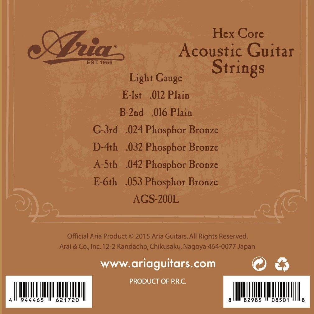 Струны для акустической гитары Aria Folk Guitar Strings AGS-200L Light Phosphor Bronze