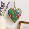 Wooden Heart Ornament Large Hanging Glossy Bird Floral