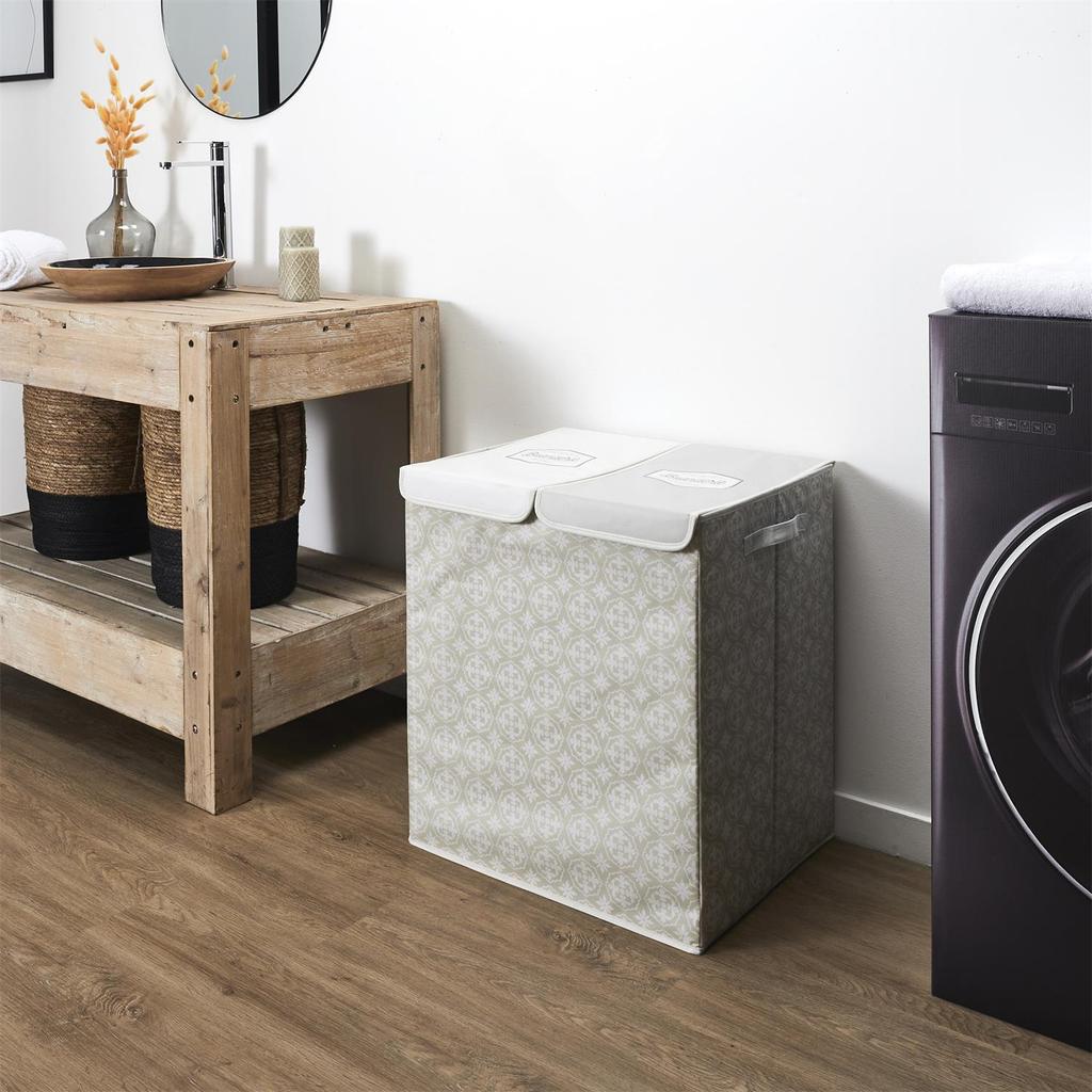 Laundry Basket 50X41X57 Cm Double Gray Fabric Foldable