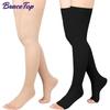 1Pair 20-30 Mmhg Compression Stockings, Thigh High Length, Dot-Top,Open Toe, Graduated Support For Varicose Veins, Edema, Flight