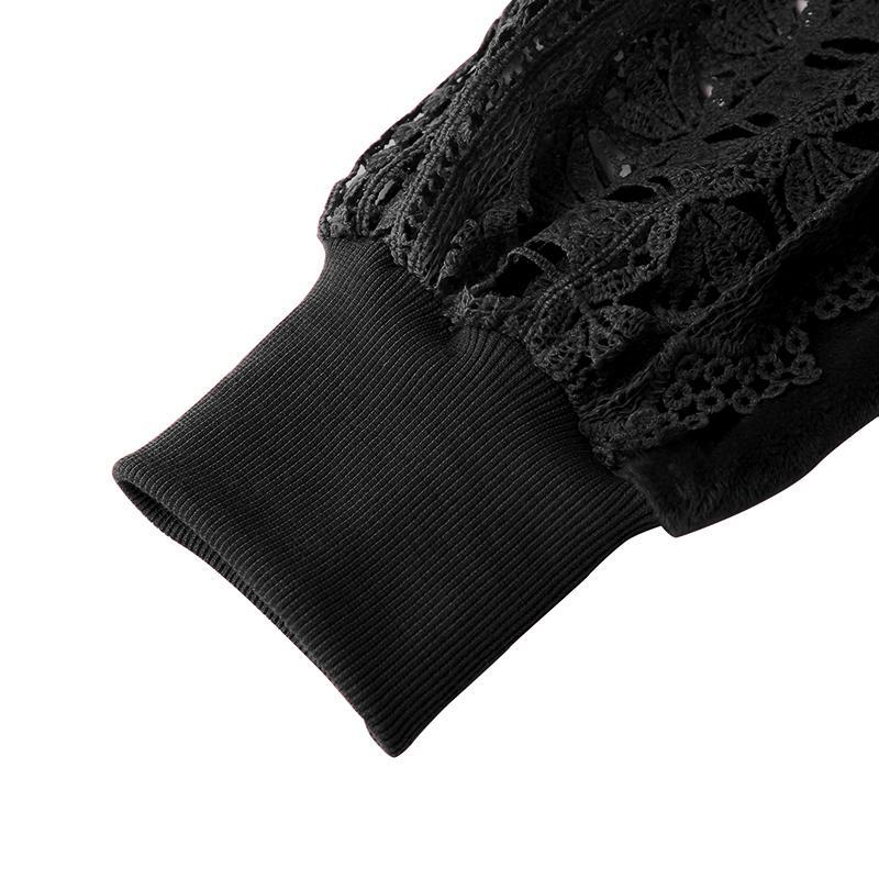 Весенние женские кружевные ажурные топы с длинными рукавами, повседневные свободные трикотажные блузки больших размеров