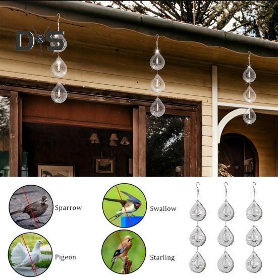 3D Waterdrop Wind Spinner Bird Scare Decoration Outdoor Garden Palace Farm Hanging Metal Wind Chime Bird Scare Device Decoration