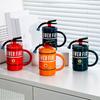 Ceramic Coffee Mug 450ml Funny Flame Extinguisher Cup with Lid Ice Chocolate Milk Beverage Mug Creative Gift for Men Women